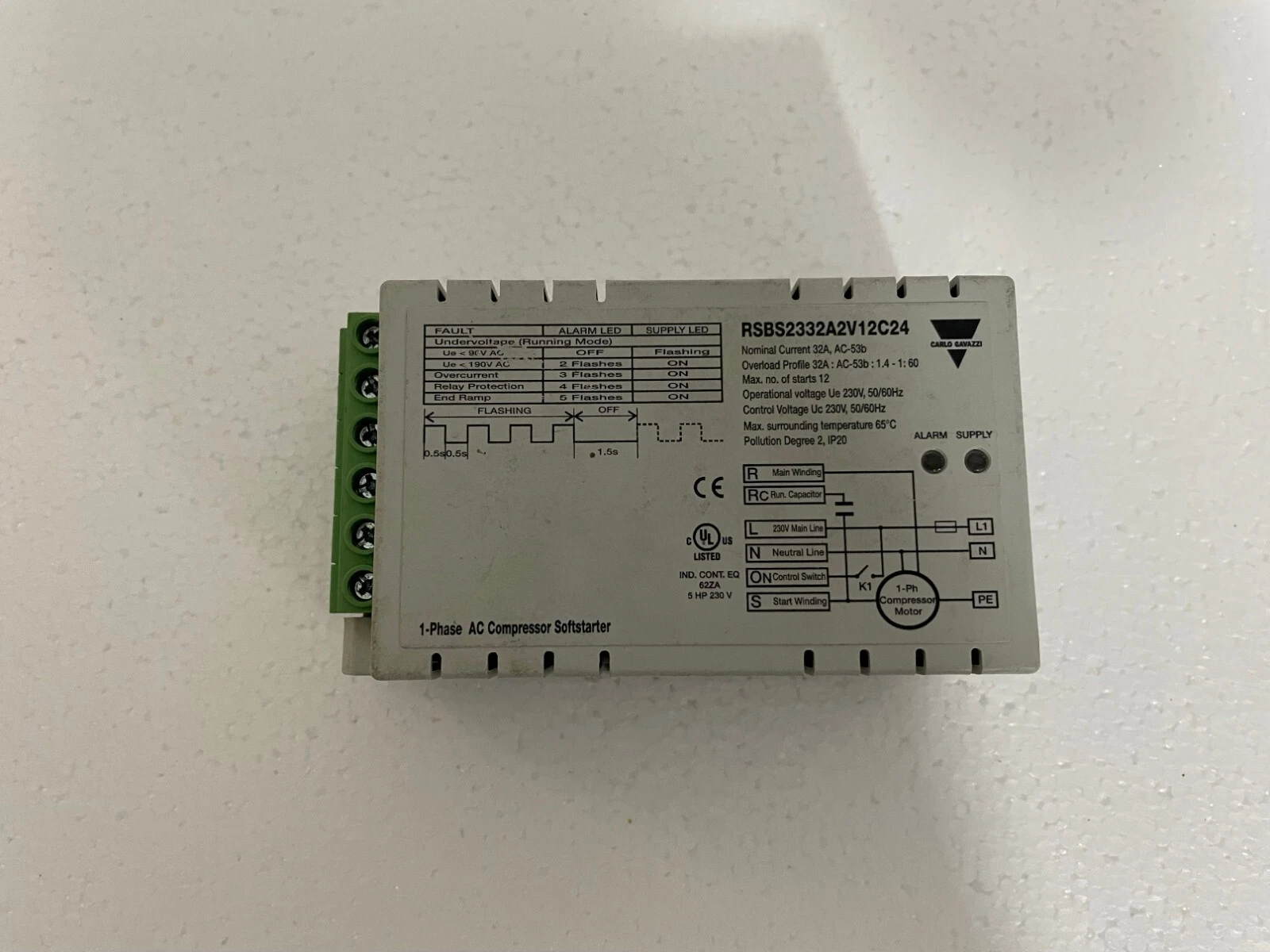 Carlo Gavazzi RSBS2332A2V12C24 1-Phase AC Compressor Soft Starter